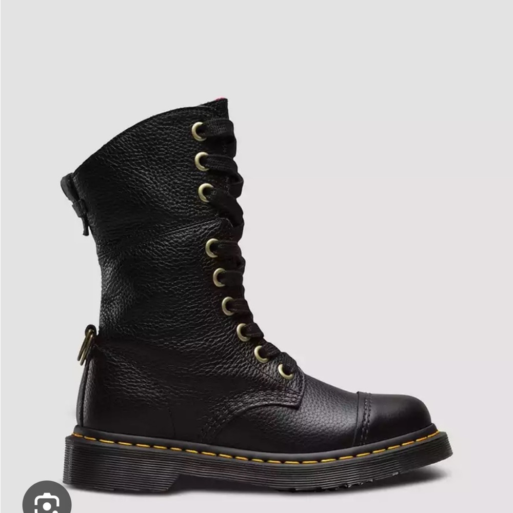 Dr martens tall boots aimilita yuba black with satin strings foldover co…